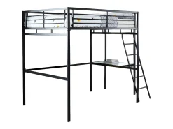 Cama mezzanine com plataforma de secretária 140x190 cm Antracite - CASUAL II