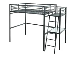 Cama mezzanine com plataforma de secretária 140x190 cm Antracite - CASUAL II