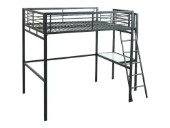 Cama mezzanine com plataforma de secretária 140x190 cm Antracite - CASUAL II