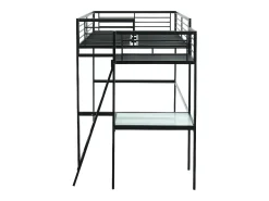 Cama mezzanine com plataforma de secretária 140x190 cm Antracite - CASUAL II