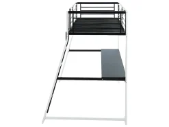 Cama mezzanine com secretária integrada 90x190 cm Preta e branca MALICIA + colchão
