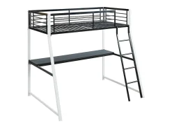 Cama mezzanine com secretária integrada 90x190 cm Preto e branco - MALICIO