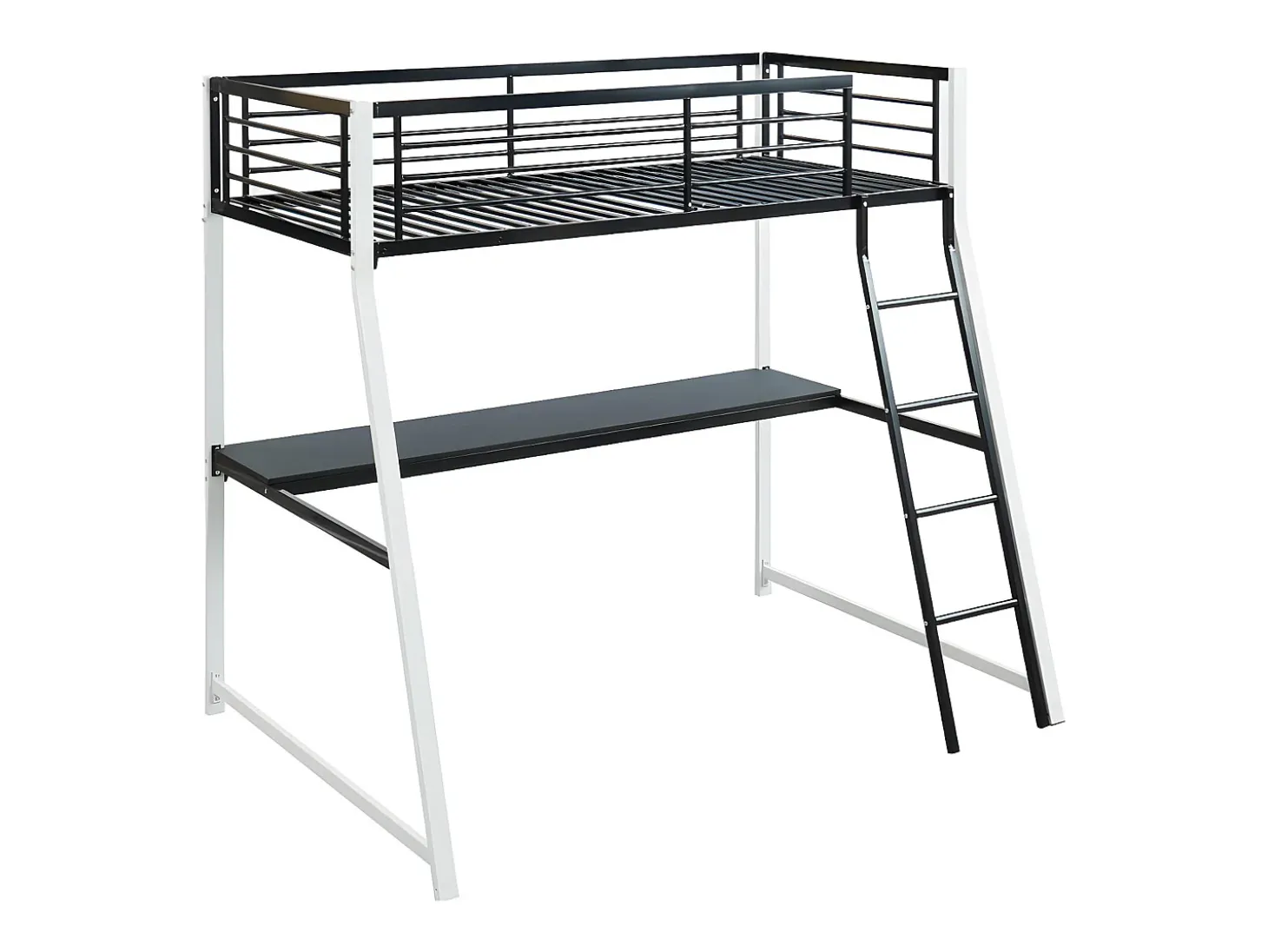 Cama mezzanine com secretária integrada 90x190 cm Preto e branco - MALICIO