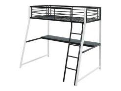 Cama mezzanine com secretária integrada 90x190 cm Preto e branco - MALICIO