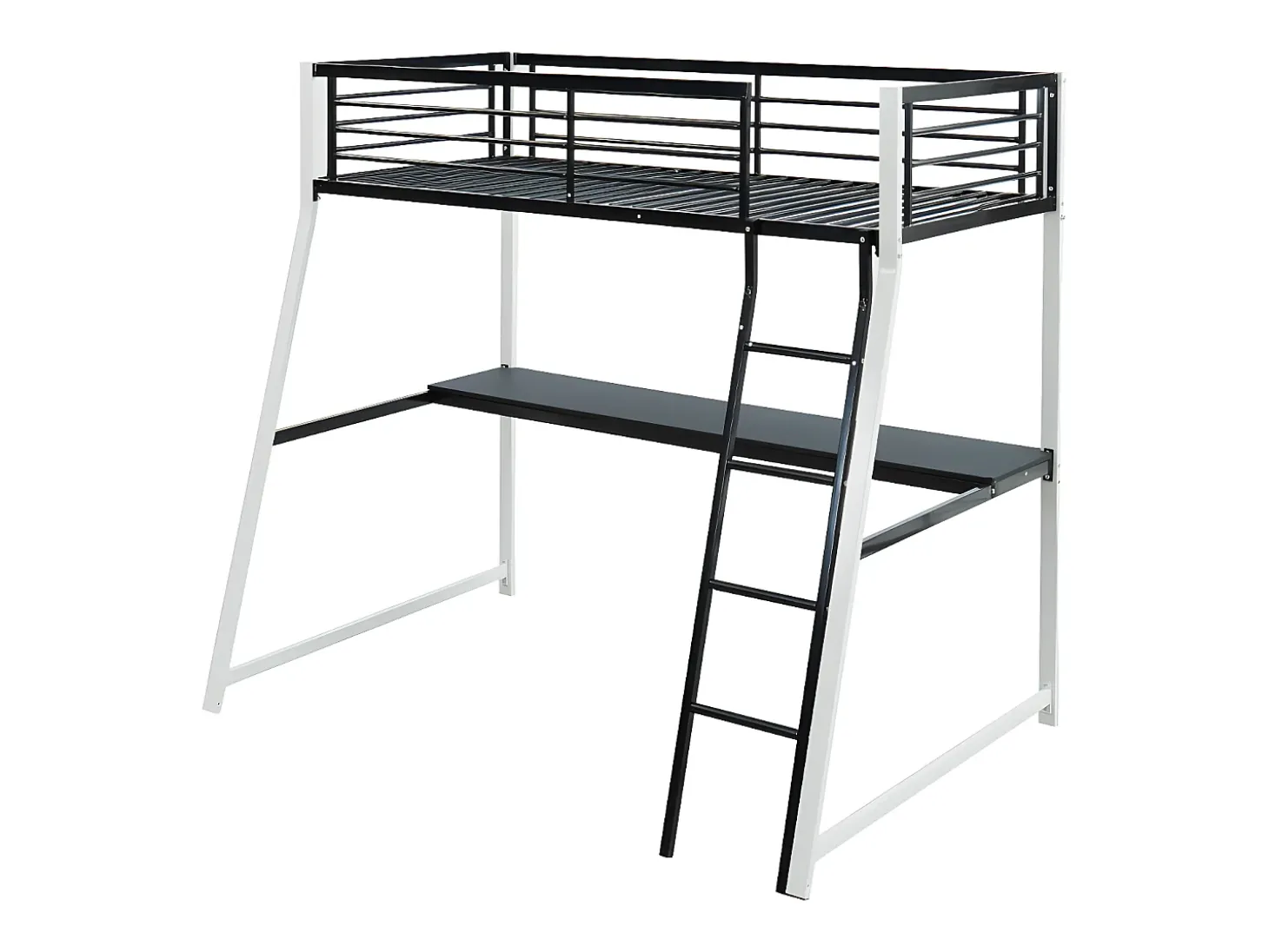 Cama mezzanine com secretária integrada 90x190 cm Preto e branco - MALICIO