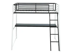 Cama mezzanine com secretária integrada 90x190 cm Preto e branco - MALICIO