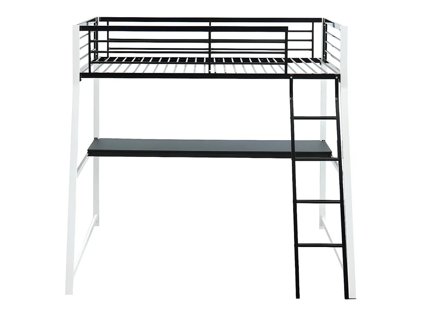 Cama mezzanine com secretária integrada 90x190 cm Preto e branco - MALICIO