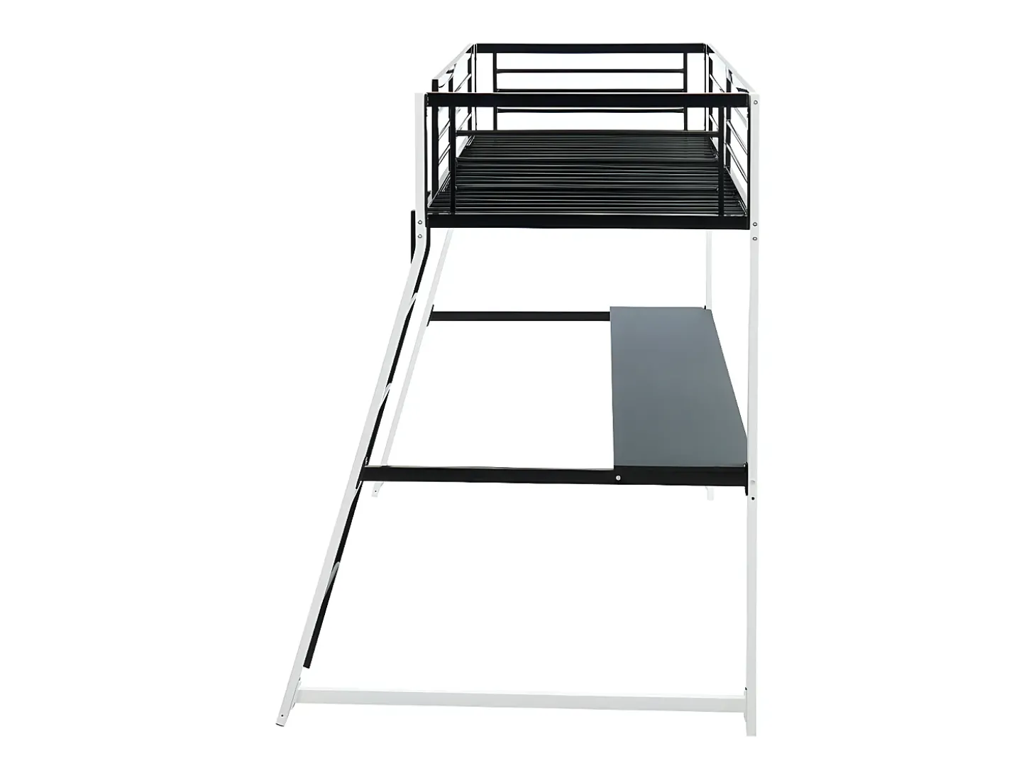 Cama mezzanine com secretária integrada 90x190 cm Preto e branco - MALICIO