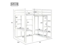 Cama mezzanine infantil 140x200cm - com escada - com mesa - com cabide simples - branco (colchão não incluído)