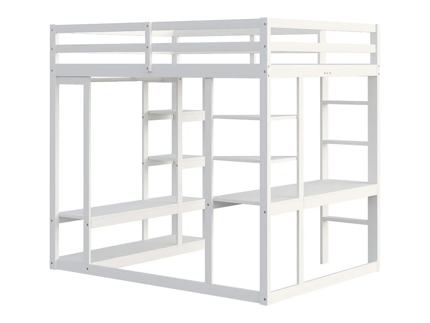 Cama mezzanine infantil 140x200cm - com escada - com mesa - com cabide simples - branco (colchão não incluído)