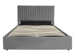 Cama "Mia" com armazenamento integrado em veludo cinza 160x200cm