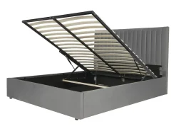 Cama "Mia" com armazenamento integrado em veludo cinza 160x200cm