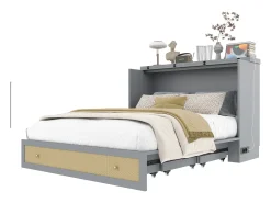 Cama Murphy 140×200 cm - com porta USB e tomada - cinza (colchão não incluído)