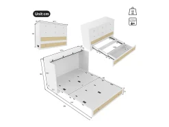 Cama Murphy 140×200 cm - com porta USB e tomada - branco (colchão não incluído)