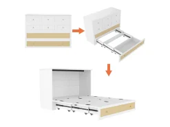 Cama Murphy 140×200 cm - com porta USB e tomada - branco (colchão não incluído)
