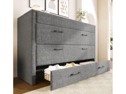 Cama Murphy 140 x 200 cm - 1 gaveta - Compartimento de armazenamento - Portas USB e Type-C - Cinza (colchão não incluído)