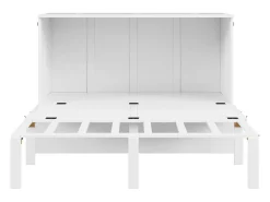 Cama Murphy de parede 140x200 cm com estrado de ripas, cama dobrável vertical para jovens - Branca