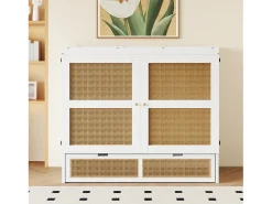 Cama Murphy Juvenil - 140 x 200 cm - Cama dobrável de parede com gavetas de armazenamento - Pinho + compensado + MDF - branco