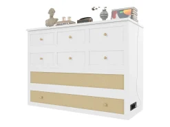 Cama Móvel Murphy - 140 x 200 cm - com 6 gavetas + cabeceira + USB - MDF - branco
