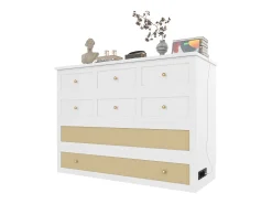 Cama Móvel Murphy - 140 x 200 cm - com 6 gavetas + cabeceira + USB - MDF - branco