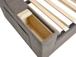 Cama ninho 2 x 80 x 200 cm com compartimentos e porta USB em tecido taupe - ORAVAYA