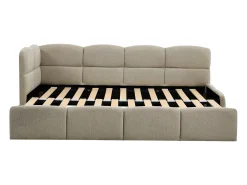 cama ninho 2 x 80 x 200 cm com estrado de ripas em tecido texturizado taupe – PLURANIO