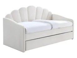 Cama ninho concha 2 x 90 x 190 cm veludo bege - ELUSIA