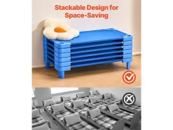 Cama para Bebê SucceBuy Empilhável, 107 x 58 cm, Azul, Lote de 6, para Creches, Pré-Escolas e Salas de Aula