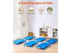 Cama para Bebê SucceBuy Empilhável, 107 x 58 cm, Azul, Lote de 6, para Creches, Pré-Escolas e Salas de Aula
