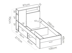 Cama para crianças com arrumação e gavetas 90x190 cm Branco - LEANDRE