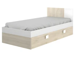 Cama para crianças 2x90x190 cm disponível em Natural e Branco + Colchões - SONIA