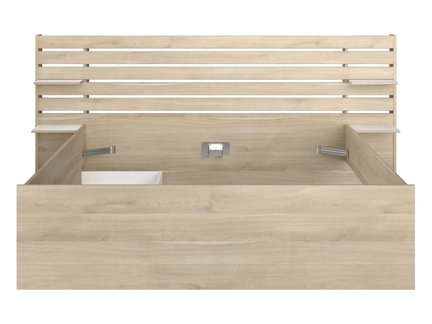Cama queen size 160 x 200 cm com 4 gavetas cor natural + estrado + colchão - TENALIA II