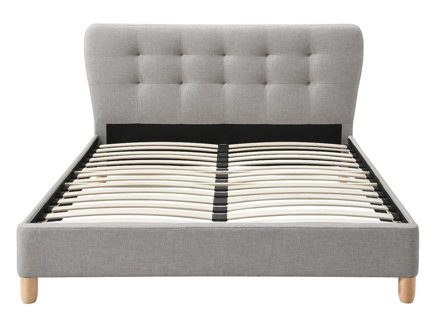 Cama queen size 160 x 200 cm com cabeceira em tecido cinza claro + colchão - ELIDE II