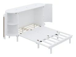 Cama rebatível / de embutir 140x200 cm - con compartimentos de armazenamento - branco (colchão não incluído)