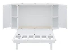 Cama rebatível / de embutir 140x200 cm - con compartimentos de armazenamento - branco (colchão não incluído)