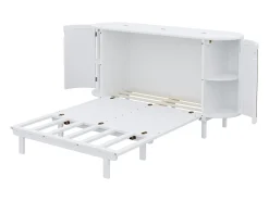 Cama rebatível / de embutir 140x200 cm - con compartimentos de armazenamento - branco (colchão não incluído)
