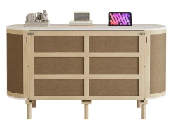 Cama rebatível / de embutir 140x200 cm - con compartimentos de armazenamento - natural (colchão não incluído)