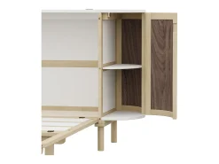 Cama rebatível / de embutir 140x200 cm - con compartimentos de armazenamento - natural (colchão não incluído)