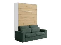 Cama rebatível 140 x 200 cm com leds branco e natural + sofá verde - RAPILI