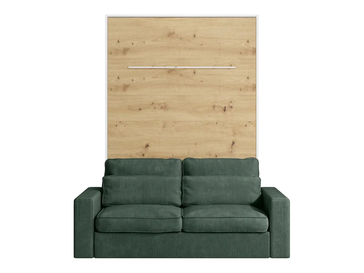 Cama rebatível 140 x 200 cm com leds branco e natural + colchão + sofá verde - RAPILI