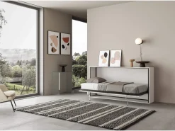 Cama rebatível individual horizontal Kando Cinza Branca