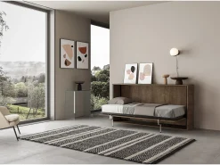 Cama rebatível individual horizontal Kando com colchão Nogueira