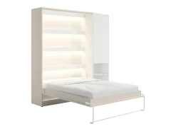 Cama rebatível vertical 160 x 200 cm bege 1 armário - RAPILI