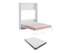 Cama rebatível vertical 160 x 200 cm branco com colchão - MALINA II