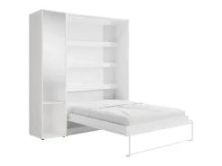 Cama rebatível vertical 160 x 200 cm branca 1 armário com espelho - RAPILI