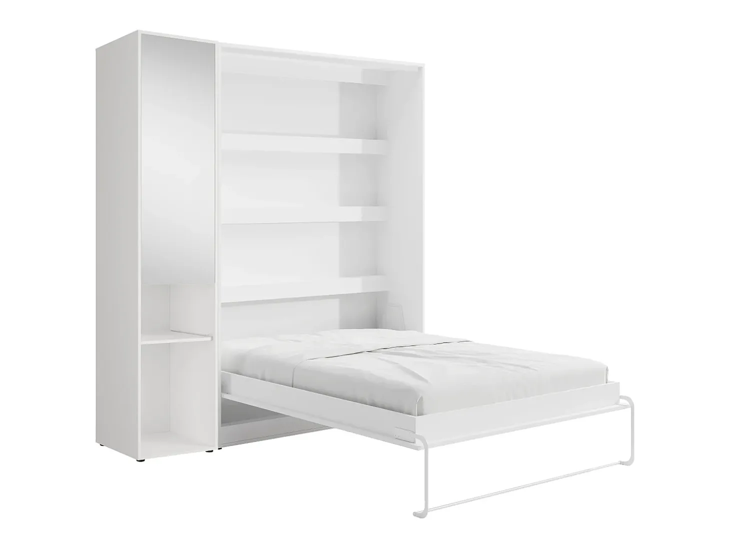 Cama rebatível vertical 160 x 200 cm branca 1 armário com espelho - RAPILI
