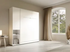 Cama rebatível vertical 140 x 200 cm branca 1 armário - RAPILI