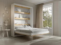 Cama rebatível 160x200 cm abertura vertical manual com LEDs branco e natural - RAPILI