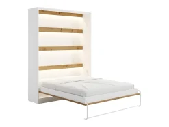 Cama rebatível 160x200 cm abertura vertical manual com LEDs branco e natural - RAPILI