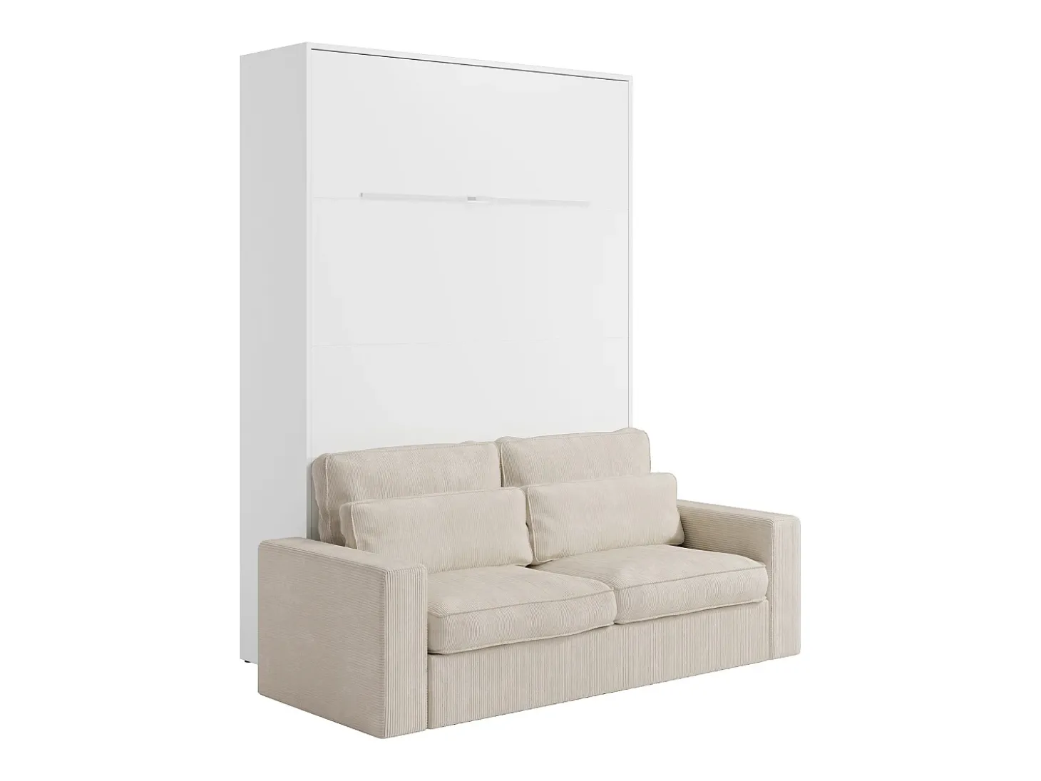 Cama rebatível 160x200 cm abertura vertical manual com LEDs branco + sofá - RAPILI